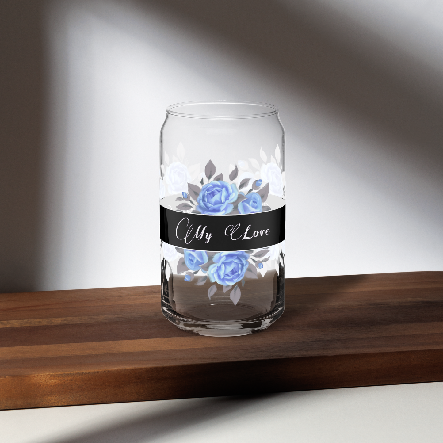 CanShapedGlass_16oz_Blue_Black_FrenchCountry_StarBitsPortal