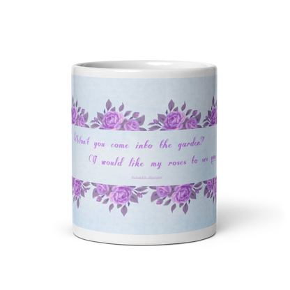 GlossyWhiteCeramicMug_11oz_PinkFloralBand_RomanticQuote_FrenchCountry_StyleB