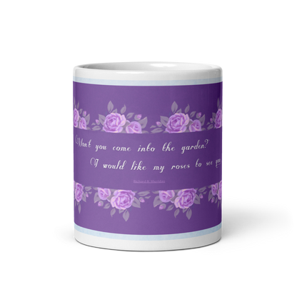 GlossyWhiteCeramicMug_11oz_PinkFloralBand_RomanticQuote_FrenchCountry_StyleC