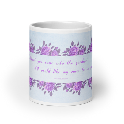 GlossyWhiteCeramicMug_20oz_PinkFloralBand_RomanticQuote_FrenchCountry_StyleB